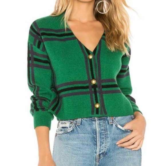 TULAROSA Sweaters - Revolve Tularosa Bellair Cardi in Green Tartan S